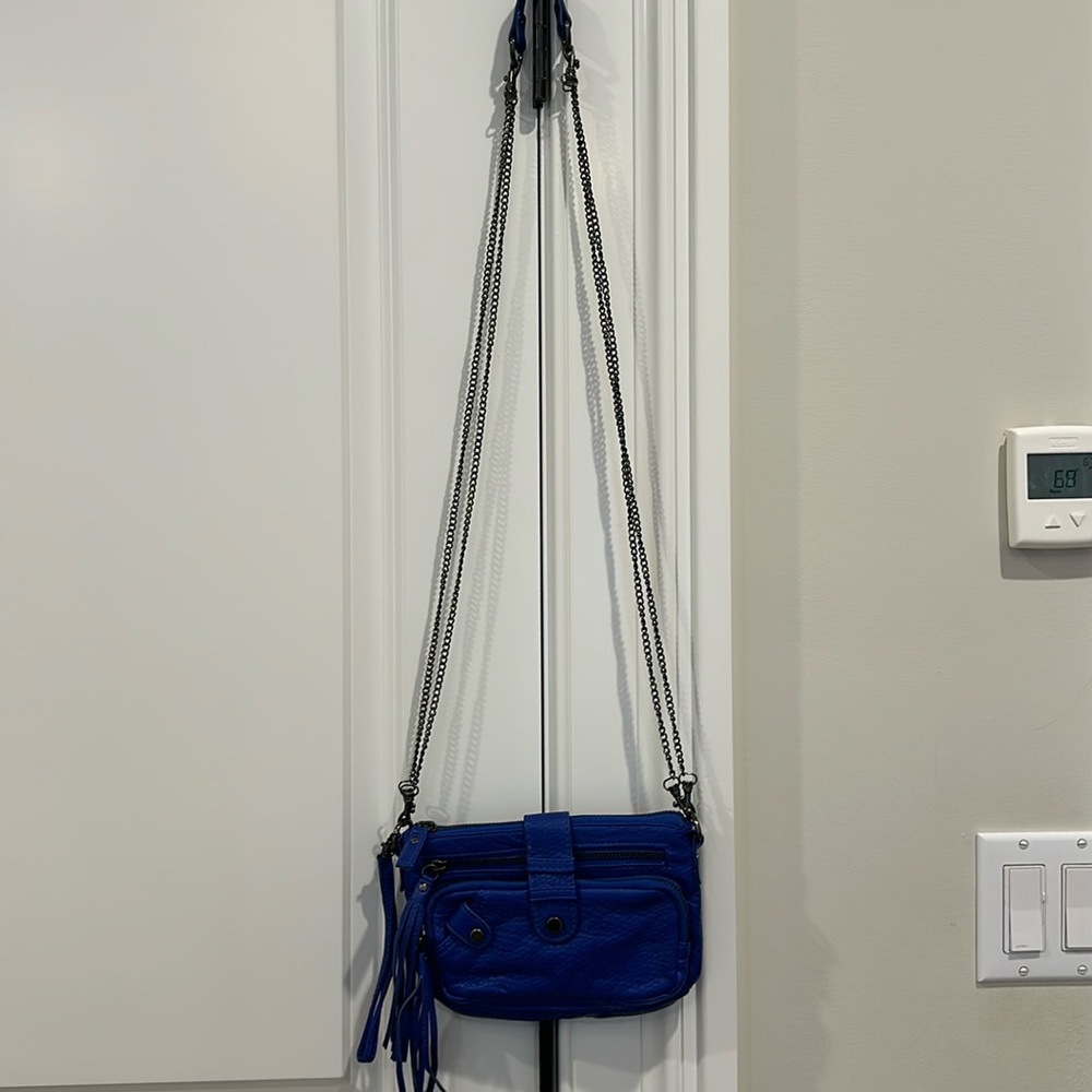 Urban Outfitters Blue Pleather Convertible Clutch / Wristlet / Crossbody Bag